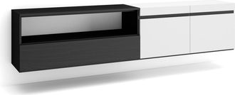 Skraut Home Skraut Home - Mueble Tv, Televisi&oacute;n, Muebles De Sal&oacute;n, Almacenaje, 200x45x35cm, Para Tv Hasta 80, Colgado, Suspendido, Estilo Moderno, Blanco Y Negro