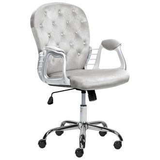 Beliani Beliani - Silla De Oficina Reclinable De Terciopelo Gris Claro Plateado Negro Giratorio Princess