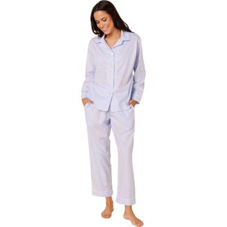 The Cats Pajamas Luxe Pima Pajama Set Conversational in Classic Gingham Blue at Nordstrom, Size X-Small