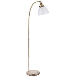 Loops Curved Arm Floor Lamp Antique Brass Tall Free Standing Metal Retro Reading Light in Metallics