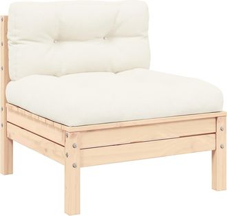 vidaXL Sof&aacute; Central De Jard&iacute;n Y Cojines Madera Madera Pino Crema Vidaxl