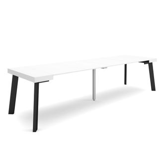 Skraut Home Mesa Consola Extensible, Mesa Comedor Plegable, 300, Para 14 Comensales, Patas De Madera, Estilo Moderno, Blanco - Skraut Home