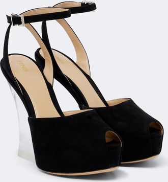 Fendi Salones peep-toe con plataforma de ante
