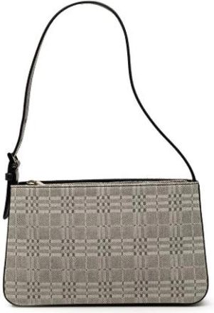 Burberry Pre-owned Canvas Shoulder Bag - Dames - Vintage Schoudertas - Grijs - ONE Size - Leer - Vintage