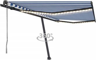 vidaXL Vidaxl - Toldo Autom&aacute;tico Led Sensor De Viento Azul Y Blanco 400x350 Cm