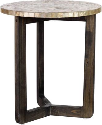 Wanderlust Deco Mesa auxiliar de madera y capiz d40 x 45h cm