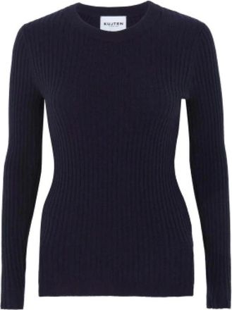 Kujten Kujten - Geribbelde trui met ronde hals - Dames - Truien - Blauw - Maat: S