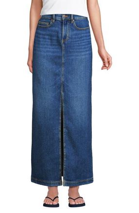 Lands End Soft Denim Maxi Skirt in Indigo Tide Blue at Nordstrom, Size 16