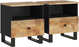 vidaXL Vidaxl - Mesitas de noche 2 uds madera maciza mango madera contrachapada