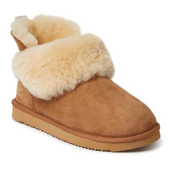 Dearfoams Fireside By Dearfoams Womens Perth Genuine Shearling Foldover Boot