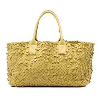 Bottega Veneta Pre-owned Bottega Veneta Medium Nappa Intrecciato Poussin Paillettes Cabat Tote Unisex 02W8S70CBNKIA1AM
