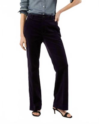 Ann Mashburn Lindy Straight Trouser In Eggplant Stretch Velveteen