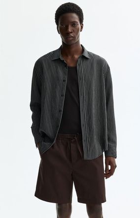 H&M Relaxed Fit Cotton Shorts in Dark Brown at Nordstrom, Size Xx-Large