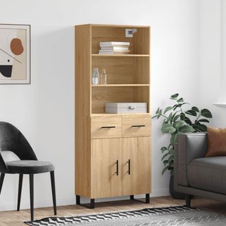 Berkfield Home Highboard Sonoma Oak 69.5x34x180 cm Engineered Wood in Brown