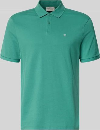 Calvin Klein Jeans Straight Fit Poloshirt mit Label-Stitching in Gruen, Gr&ouml;&szlig;e XXL