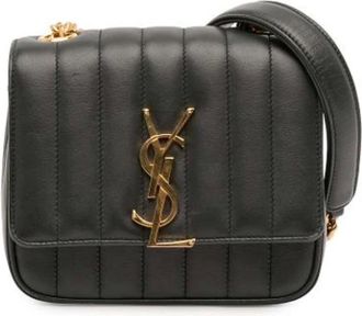 Saint Laurent Pre-owned Cross Body Bags, female, Black, Size: ONE SIZE Pre-owned Leather Crossbody Bag