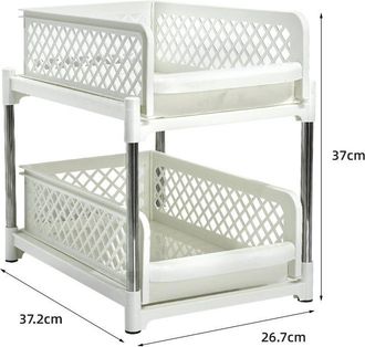 OEM Estante Deslizante De Pl&aacute;stico Para Almacenamiento En El Fregadero (blanco Ancho)