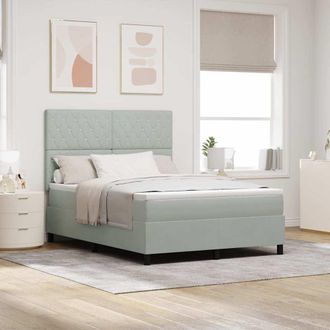 vidaXL Vidaxl - Letto A Molle Con Materasso Grigio Chiaro 140 X 200 Cm Velluto
