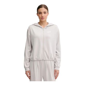 Emporio Armani Zip-through Hoodie - Dames - Vesten met rits - Grijs - XS - Polyester - Hoodies & sweatvesten