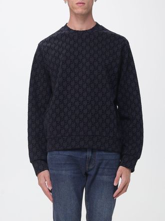 Emporio Armani Monogram Print Cotton Blend Jumper with Dropped Shoulders