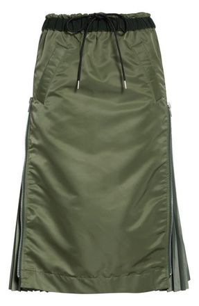sacai Nylon Twill Midi Skirt in Khaki at Nordstrom, Size 2