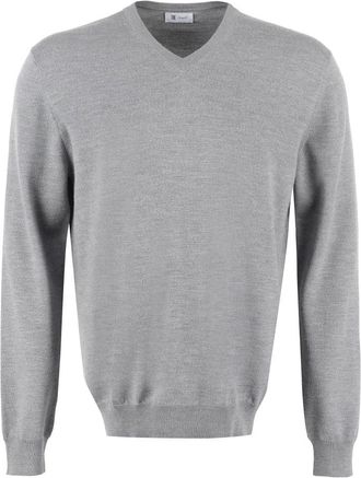 THE (ALPHABET) Truien - Heren - V-hals truien - Grijs - 2XL - Truien & Vesten