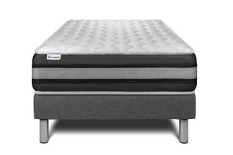 VITALIT Vitalit - Base Tapizada Gris + Colch&oacute;n Con Muelles Y Viscoel&aacute;stica 90 X 190