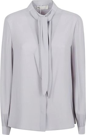 Tory Burch Georgette Bow Blouse - Dames - Overhemden - Grijs - S - Overhemden