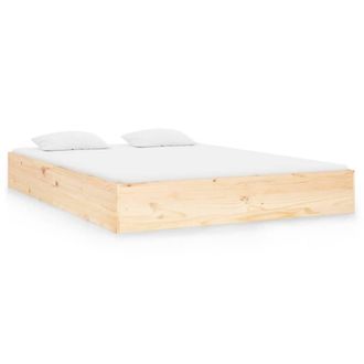 Berkfield Home Bed Frame Solid Wood 135x190 cm Double in Light Tan