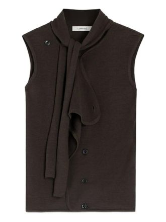 Christophe Lemaire tie-neck knitted vest - women - Fabric - M - Brown