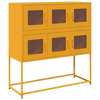 vidaXL Credenza Giallo Senape 100,5x39x107cm Acciaio Laminato Freddo - Vidaxl