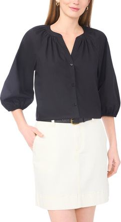 Vince Camuto Raglan Puff Sleeve Top in Rich Black at Nordstrom, Size X-Large