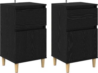 vidaXL Armario De Noche Con Caj&oacute;n 2 Pcs Roble Negro 40 X 35 X 70 Cm Vidaxl