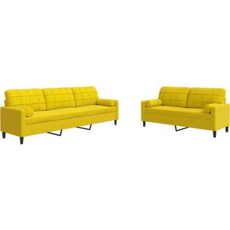 vidaXL Vidaxl - Juego De Sof&aacute;s Con Cojines 2 Piezas Terciopelo Amarillo