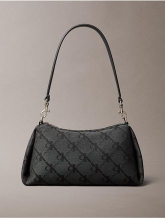 Calvin Klein Womens Monogram Jacquard Shoulder Bag - Black