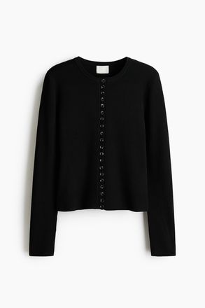 H&M Gerippter Cardigan - Schwarz