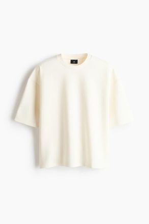 H&M Oversized Fit Scuba Knit T-shirt in Cream at Nordstrom, Size X-Large