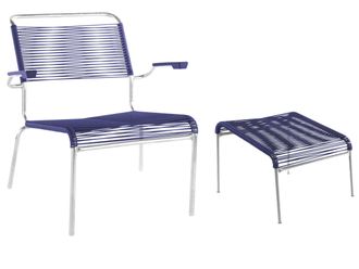 Schubiger M&ouml;bel Spaghetti-Lounger + Hocker S&auml;ntis mit Armlehnen