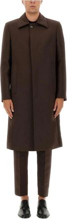 Maison Margiela Enkelrijige Jas van Wolmix - Heren - Mantel - Bruin - XL - Wol - Jassen