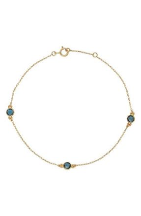 Bony Levy 14K Gold Station Bracelet in 14K Yellow Gold Blue Topaz at Nordstrom, Size 7