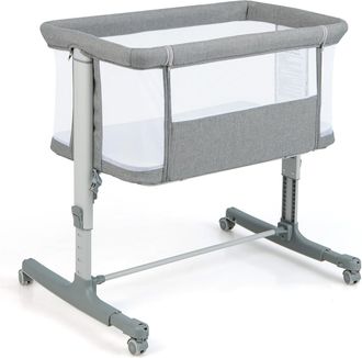 Costway Costway 3 In 1 Culla Neonato Fianco Letto, Lettino Neonato Dondolo Con Materasso, Culla Co-sleeping Fino A 9 Kg, Altezza Regolabili, Inclinazione Di 1