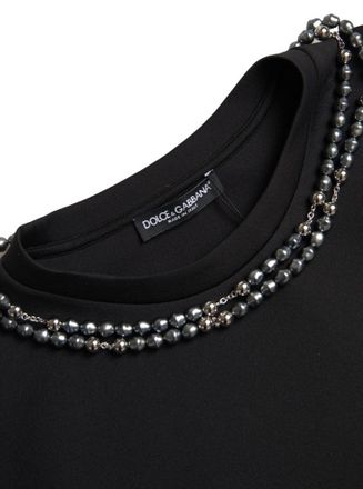 Dolce & Gabbana Mens Black Necklace Embellished Polyester T-Shirt