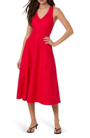 ASTR the Label Cross Back Sleeveless Midi Dress in Red at Nordstrom Rack, Size Small