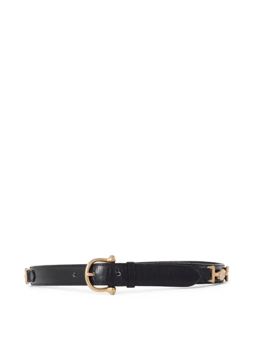 Celine Black Smooth Leather Triomphe Belt Size 70 | Yoogi's