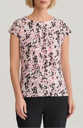Kasper Floral Extended Shoulder Top in Black Multi at Nordstrom, Size X-Large