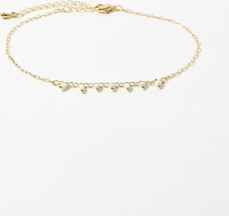 Simons Womens White bead ankle chain