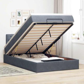 vidaXL Vidaxl - Estructura Cama Otomana Colch&oacute;n Terciopelo Gris Oscuro