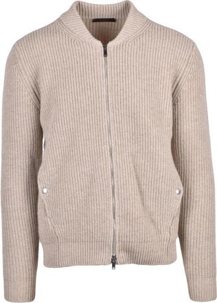 Slowear Cardigan met rits - Heren - Vesten - Beige - M - Wol - Truien & Vesten