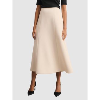 The Fold Ellingham High Waisted A-Line Midi Skirt in Neutral at Nordstrom, Size 4