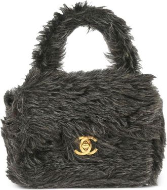Chanel 1992 mini Fur square handbag - women - Alpaca - One Size - Grey
